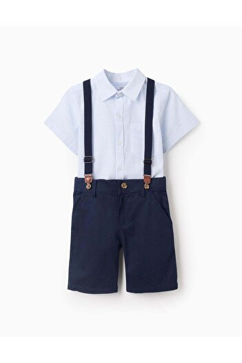 Ziddy Shirt + Shorts + Braces for Boys, Blue