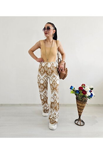 6 butik altı üstü butik Twist Fabric Patterned Trousers
