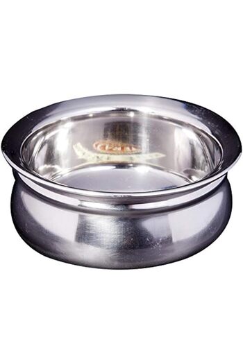 RAJ STEEL HANDI SERVING BOWL WITHOUT LID, 15.5 CM , SILVER, TSH002 , 1 PC
