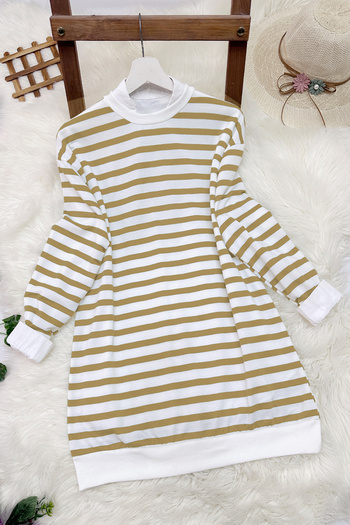 MODAQU Ριγέ Φούτερ Tunic - Camel