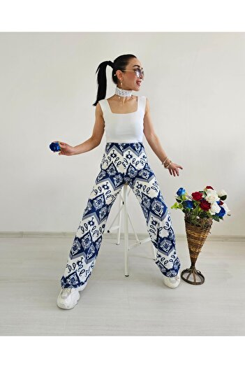 6 butik altı üstü butik Twist Fabric Patterned Trousers