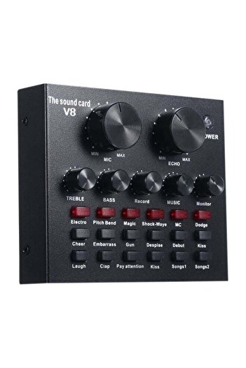 fulina V8 Live Sound Card, Karaoke Audio Mixer, 112 Electric Sound, 18 Sound Effects, for Live Broadcast