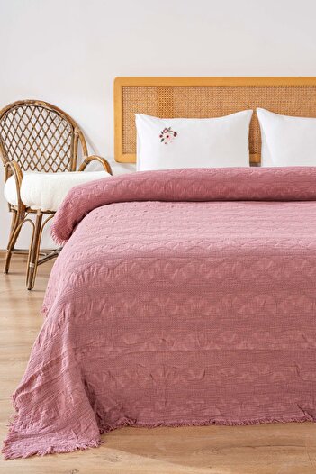 Rivaİstanbul Felix Rose Cotton Embroidered Double Pique Set 4 Piece Sleep & Dowry Set
