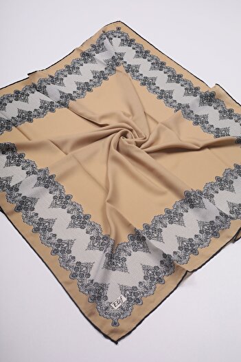 Elif Medina Silk Scarf with Leaves - Pattern-01 - Color-04