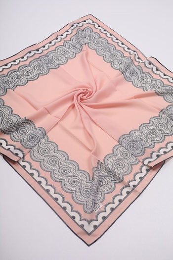 Elif Medina Silk Scarf with Leaves - Pattern-02 - Color-02