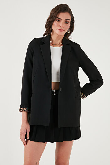 Lela Standart Fit Mono Yaka Desenli Astar Detaylı Blazer Ceket CEKET 6524003