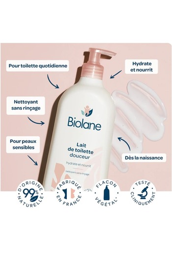 Biolane Gentle Cleansing Milk - To Moisturize & Nourish Baby Skin | 750Ml