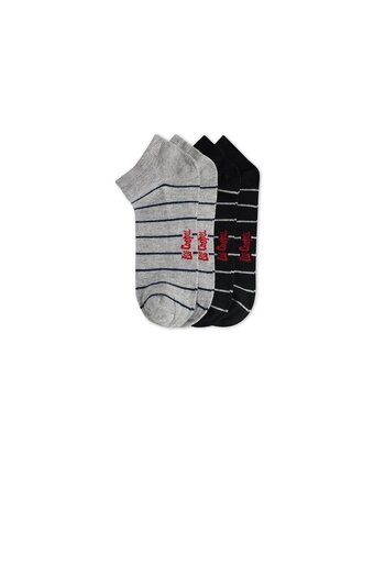 Lee Cooper Мъжки чорапи Blake с връзки за глезена, чифт от 2 - тъмносини райета/сив меланж