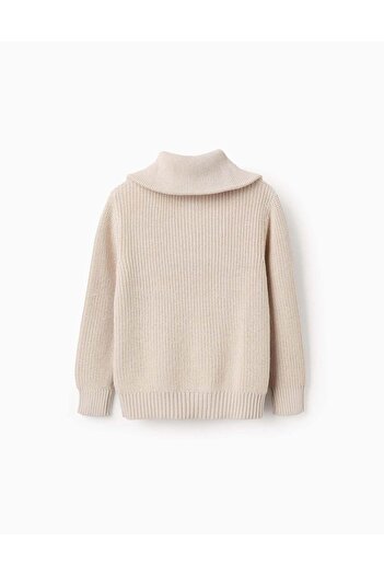 Ziddy Knitted Jumper with Zip Collar for Boys 'B&S', Beige