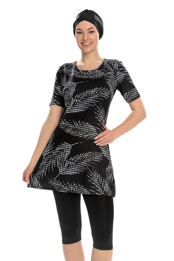 REMSA Short Sleeve Tights Semi-Covered Swimsuit 206-01 Black
