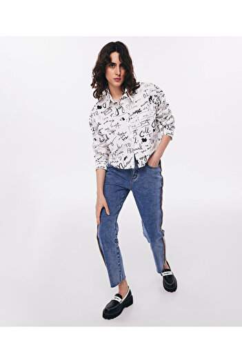 Twist Raw edge detailed jeans