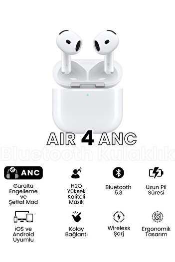 MactivePro Air 4 ANC Bluetooth Kulaklık 2025 Seri Gürültü Engelleme ve Şeffaf Mod Aktif Kılıf Hediyeli Kulaklık