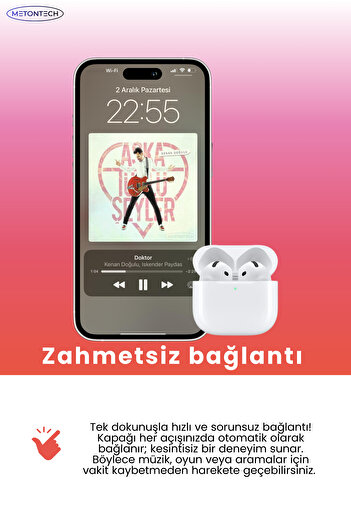 MactivePro Air 4 ANC Bluetooth Kulaklık 2025 Seri Gürültü Engelleme ve Şeffaf Mod Aktif Kılıf Hediyeli Kulaklık