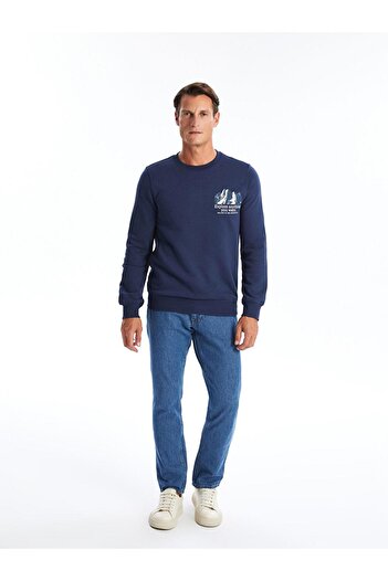 LC Waikiki Ανδρικό χοντρό φούτερ με στάμπα Crew Neck (W4)