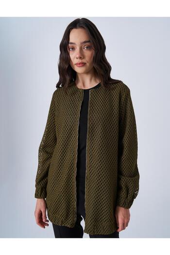 Kayra Closed Mesh Jacket - Khaki Zipper