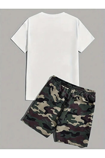 PENTHİLUS Soldier Bear Printed Unisex Shorts T-Shirt Set