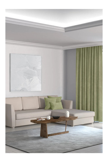 Perdexpress Soft Concept Velvet Textured Khaki Island Background Curtain