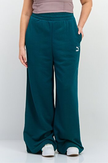 Puma Women Relaxed Fit Drawstring Outdoor Sweatpants, Green