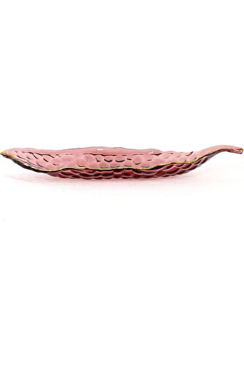 Winds Trading Lead-Free Glass Fruit Plate, Leaf-Shaped Candy Dish, Transparent with Golden Edges