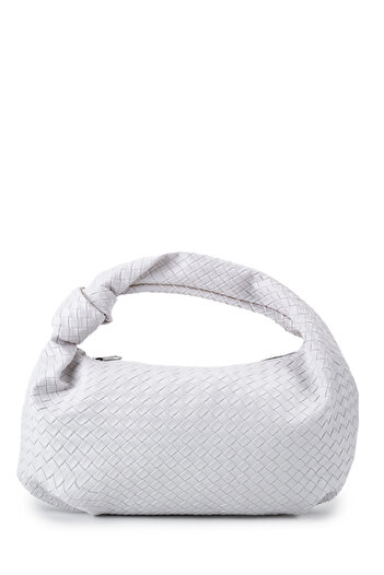 minebag Women's Handbag - Faux Leather, Knitted Pattern Grand White