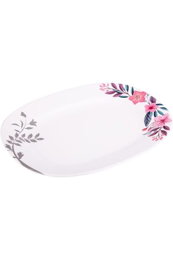 AKDC M/Mine Oval Plate - 25cm x 30cm x 3cm, White And Pink