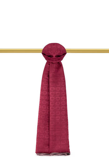 Bursa İpek Burgundy Butterfly Monogram Pattern Silk Cotton Shawl