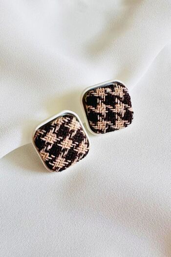 PETEK AKSESUAR FRENCH SQUARE DESIGN DROPED FABRIC EARRINGS