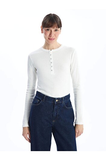 LC Waikiki Lcwaikiki Basic White Crew Neck Women's Body