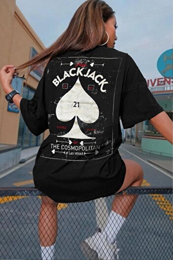 Millionaire Tricou negru Black Jack pentru damă, cu croială largi, cu croială largi