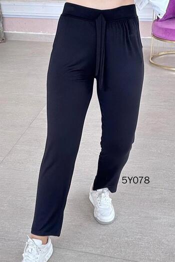İnce Topuk Viscose Trousers with Elastic Waist 5Y078