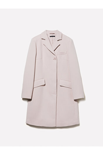 Sisley Women's Powder Lined Buttoned Flap Pocket Design Men's Lapel Coat