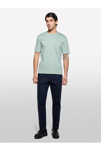 Sisley Men's Khaki 100% Cotton Regular Fit Crew Neck Short Sleeve T-Shirt