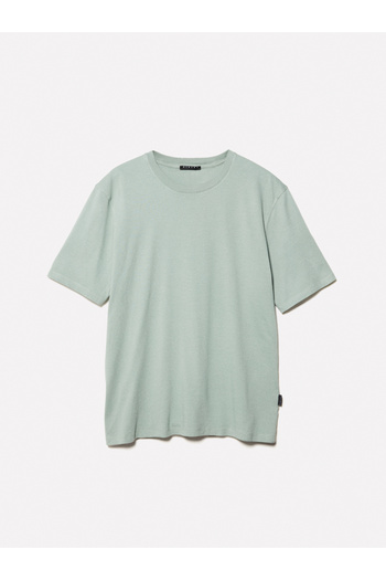 Sisley Men's Khaki 100% Cotton Regular Fit Crew Neck Short Sleeve T-Shirt