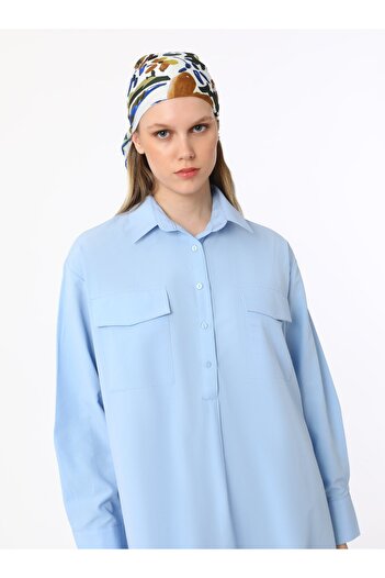 Benin Φόρεμα Hijab Poplin Blue Pocket Special Known