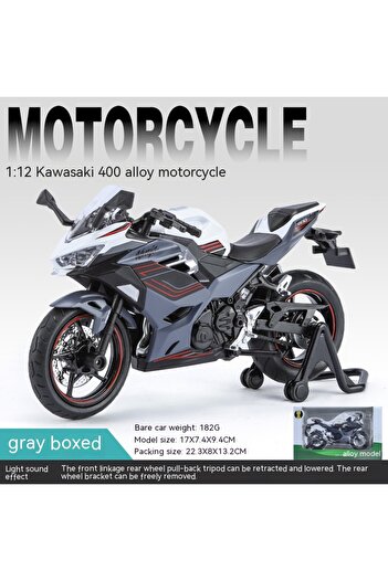 Choice1 gray with box 1:12 Kawasaki Motorcycle Die-cast Model - Sound & Light Effects - Authentic Details -