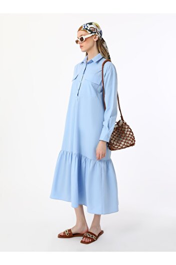Benin Φόρεμα Hijab Poplin Blue Pocket Special Known