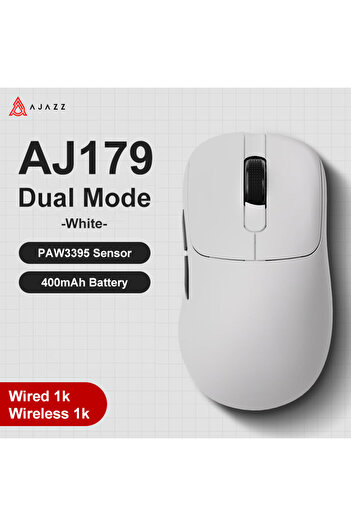 Ajazz AJ179-White AJ179 PRO PAW3395 Lightweight Wired Wireless Mouse with Magnetic Charging Base Erg