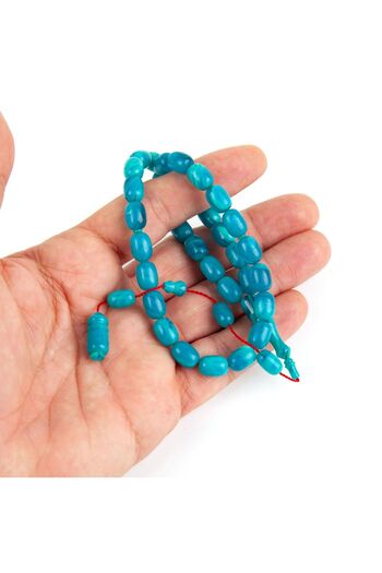 LapisDo 7X11Mm Dark Turquoise Rosary - Beyzi Cut Amber Tightening