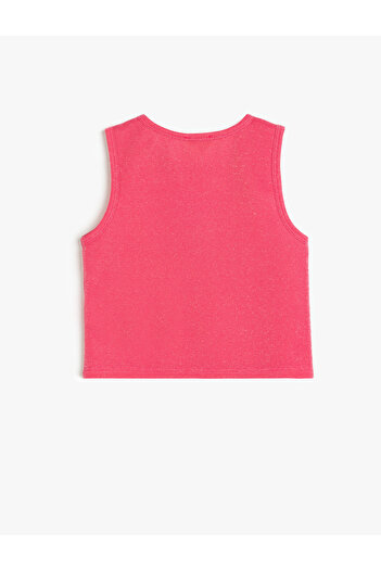 Koton Stone Detailed Bow Printed Crew Neck Strap Crop Tank Top