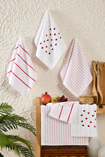 Casnack Seher 6-piece Kitchen and Hand & Face Towel Set 30x50 cm