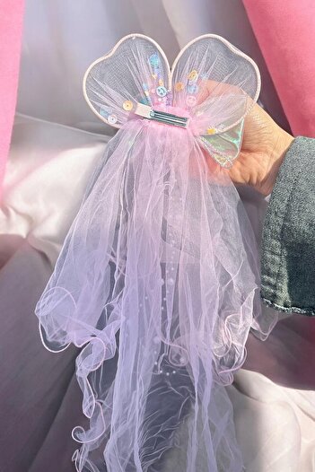TAKIŞTIR Pink Color Ribbon Figured Veil Detailed Side Buckle