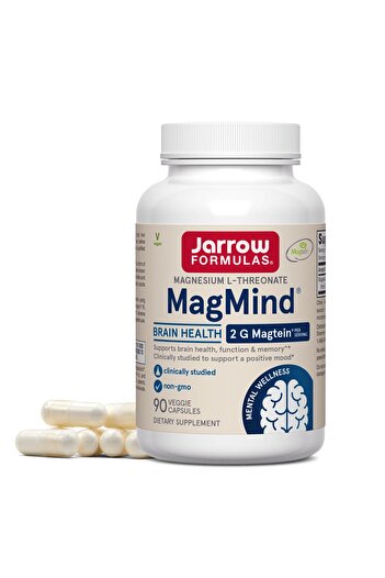 Jarrow Formulas Magnesium L-Threonate, MagMind Brain Supplements for Memory, 90 Veggie Caps, 30-Day Supply
