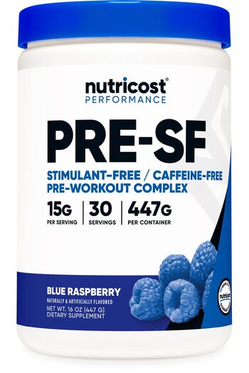 Nutricost Stim-Free Pre-Workout, 30 Servings - Blue Raspberry, Caffeine-Free, Non-GMO, Gluten-Free