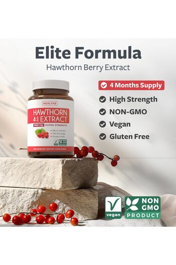 Healths Harmony Hawthorn Berry Capsules - Hawthorn Berry Supplement - Vegan Non-GMO & Gluten Free