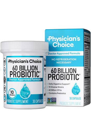 Physician's Choice Probiotics 60B CFU - 10 Strains + Prebiotics - Gut & Digestive Health - 30ct