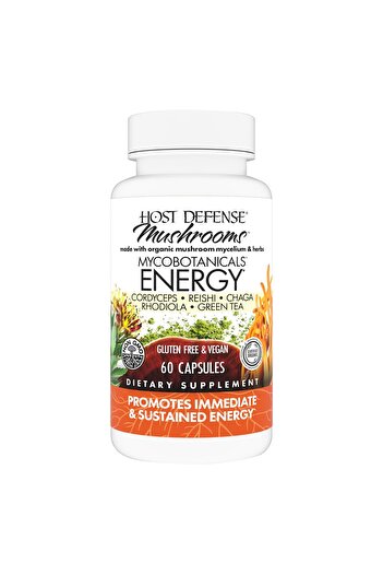 Host Defense MycoBotanicals Energy Capsules - Herbal Tea with Cordyceps, Reishi, Chaga - 60 Caps (30 Servings)