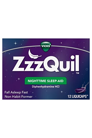 Zzzquil Nighttime Sleep Aid, 25 mg Diphenhydramine HCl, Non-Habit Forming, 12 Count