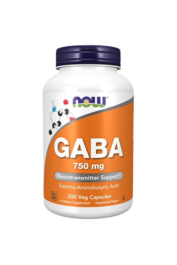 Now Foods Supplements, GABA (Gamma-Aminobutyric Acid) 750mg, Neurotransmitter Support*, 200 Veg Capsules