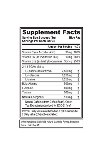 Evlution EVL BCAAs Amino Acids Powder - Pre Workout for Muscle Recovery, Growth, Endurance - Blue Raz