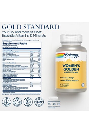 Solaray Women's Golden Multi-Vita-min Capsules, 90 Count